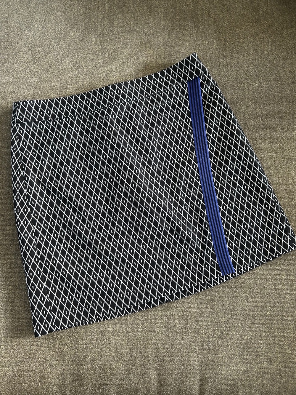 Geo-Print Navy and White Skirt with Blue Accent